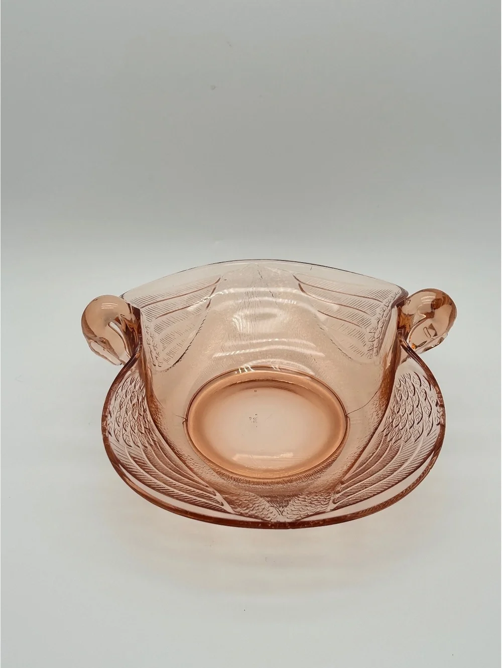 Pink Depression Glass Double Head Swan Candy Dish